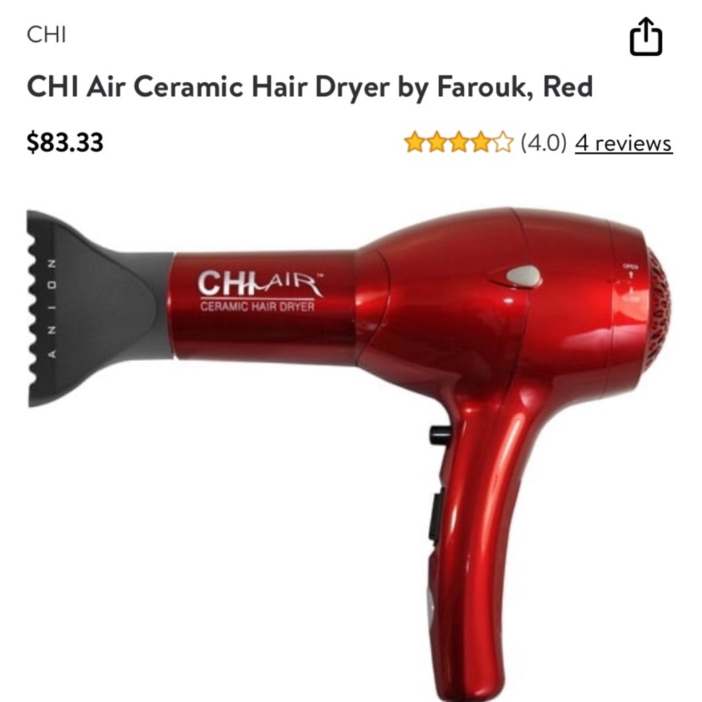 CHI fire red Air Ceramic blow dryer. Model CA1085